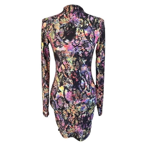 Fashion Nova Multi Color Python Snake Print Bodycon Longsleeve Dress Size XS/S - Picture 1 of 3